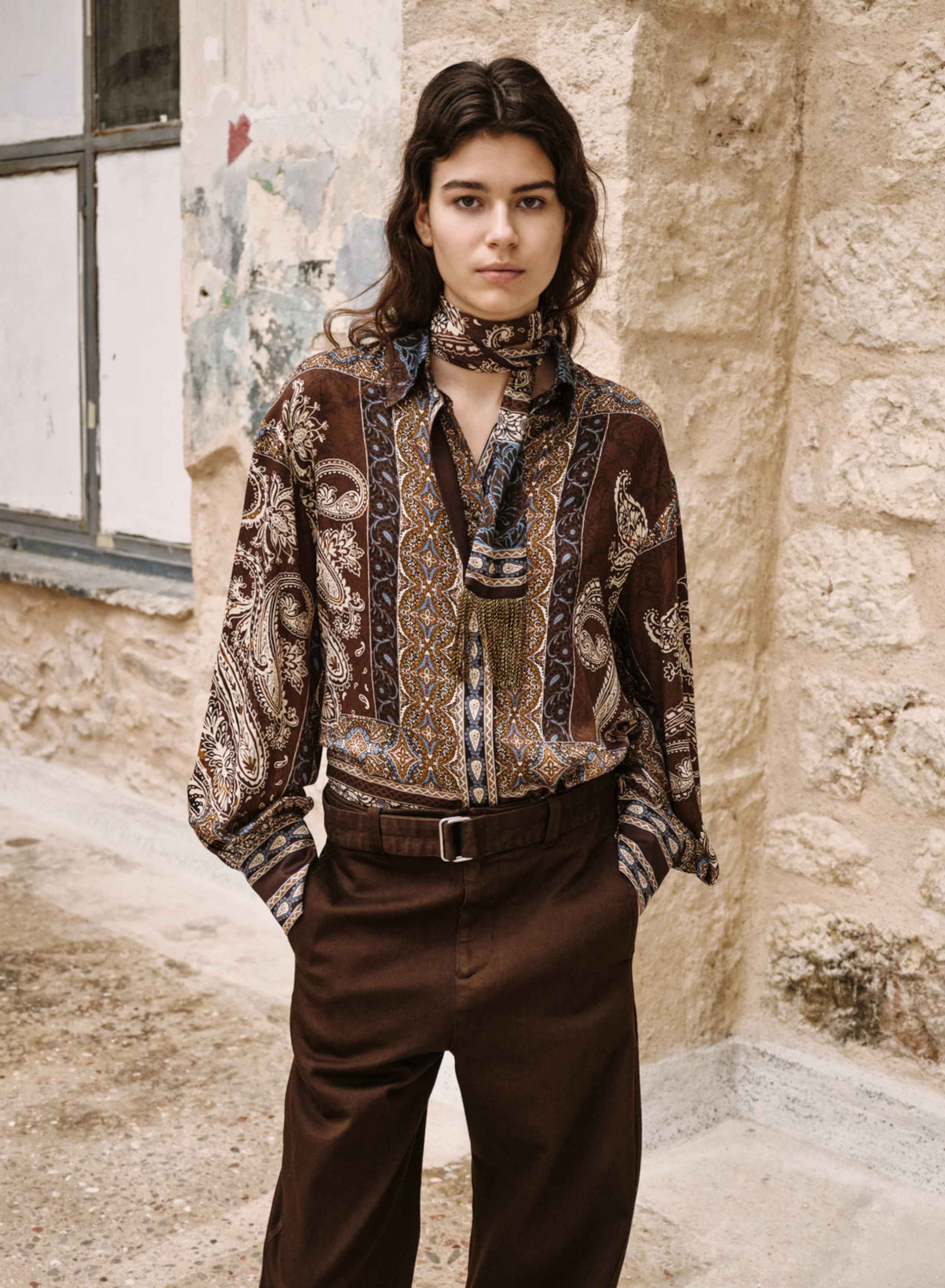 Multi Color printed Scarf with fringes "ARABELLE" Devotion Twins - 0