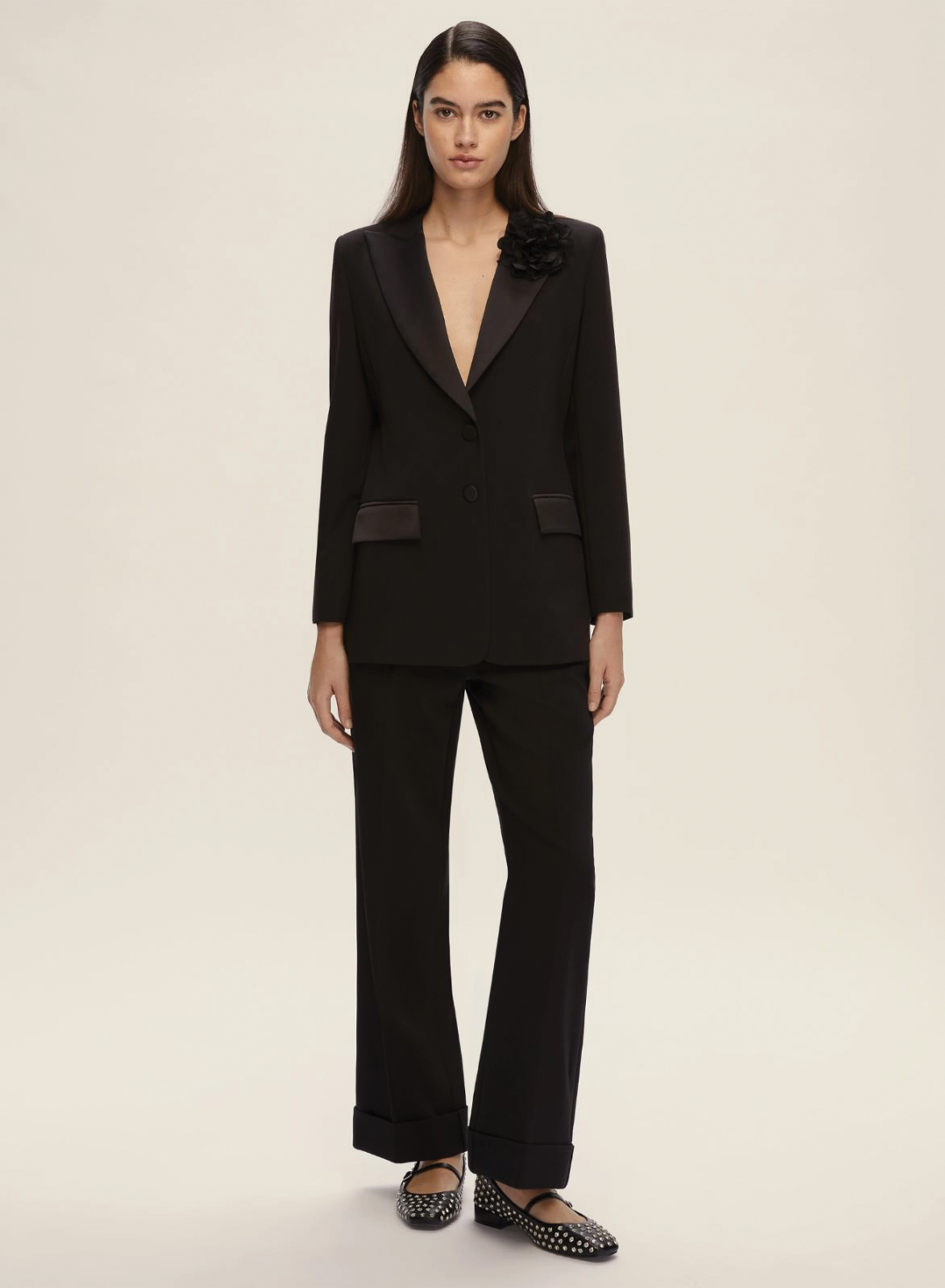 Black Jacket with satin details and with two buttons Emme Marella - 0