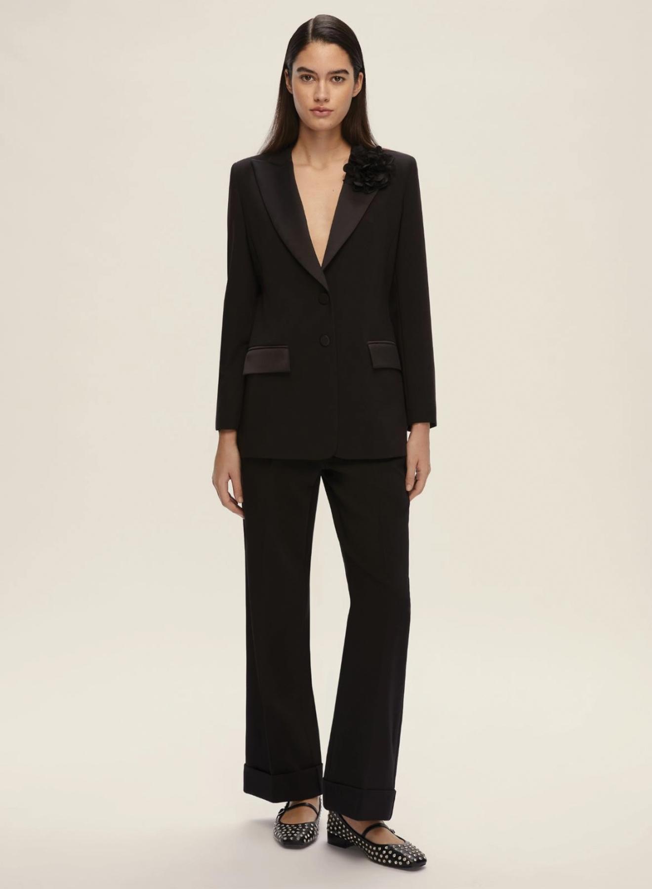 Black Jacket with satin details and with two buttons Emme Marella - 1