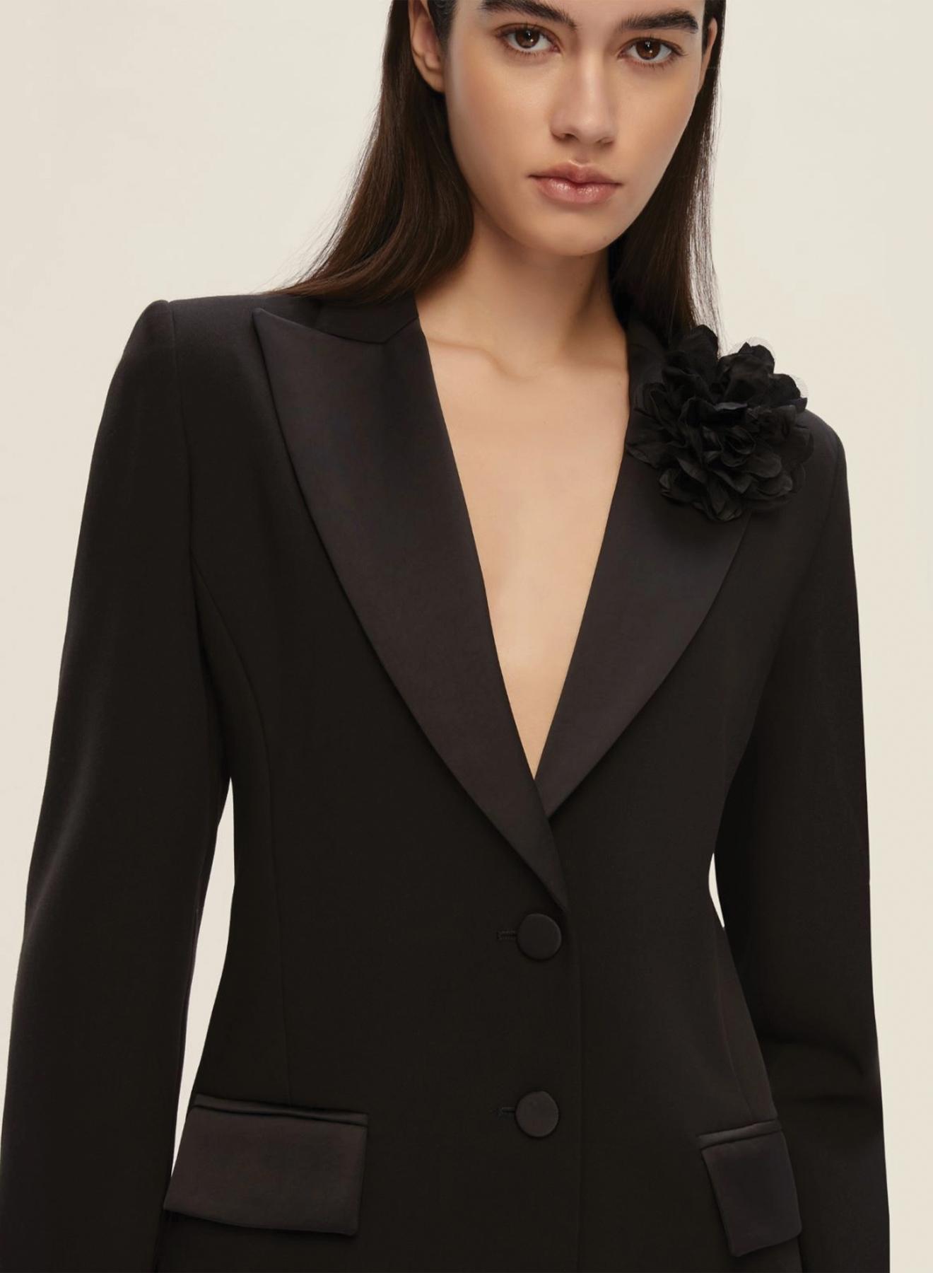 Black Jacket with satin details and with two buttons Emme Marella - 4