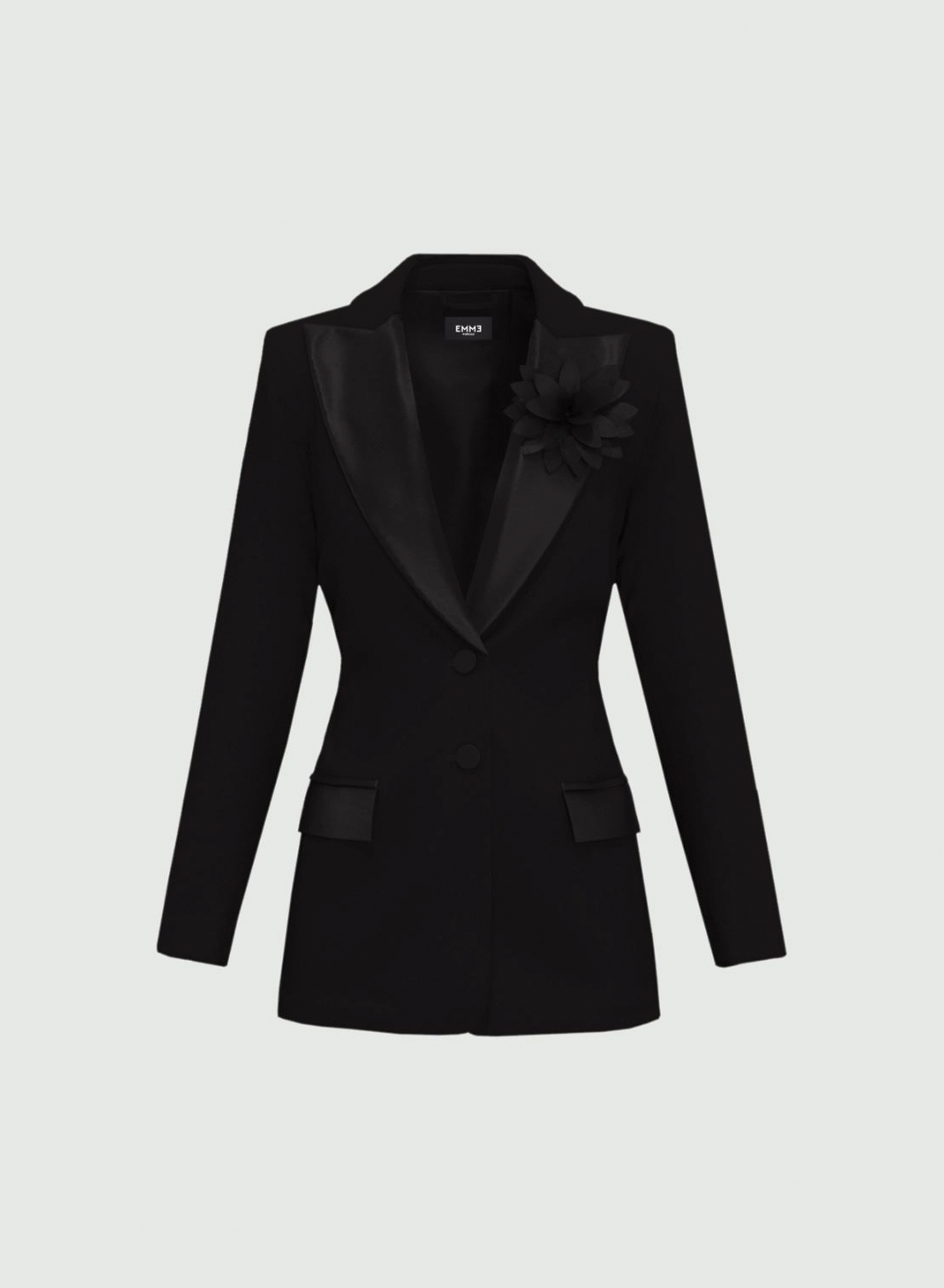 Black Jacket with satin details and with two buttons Emme Marella - 4
