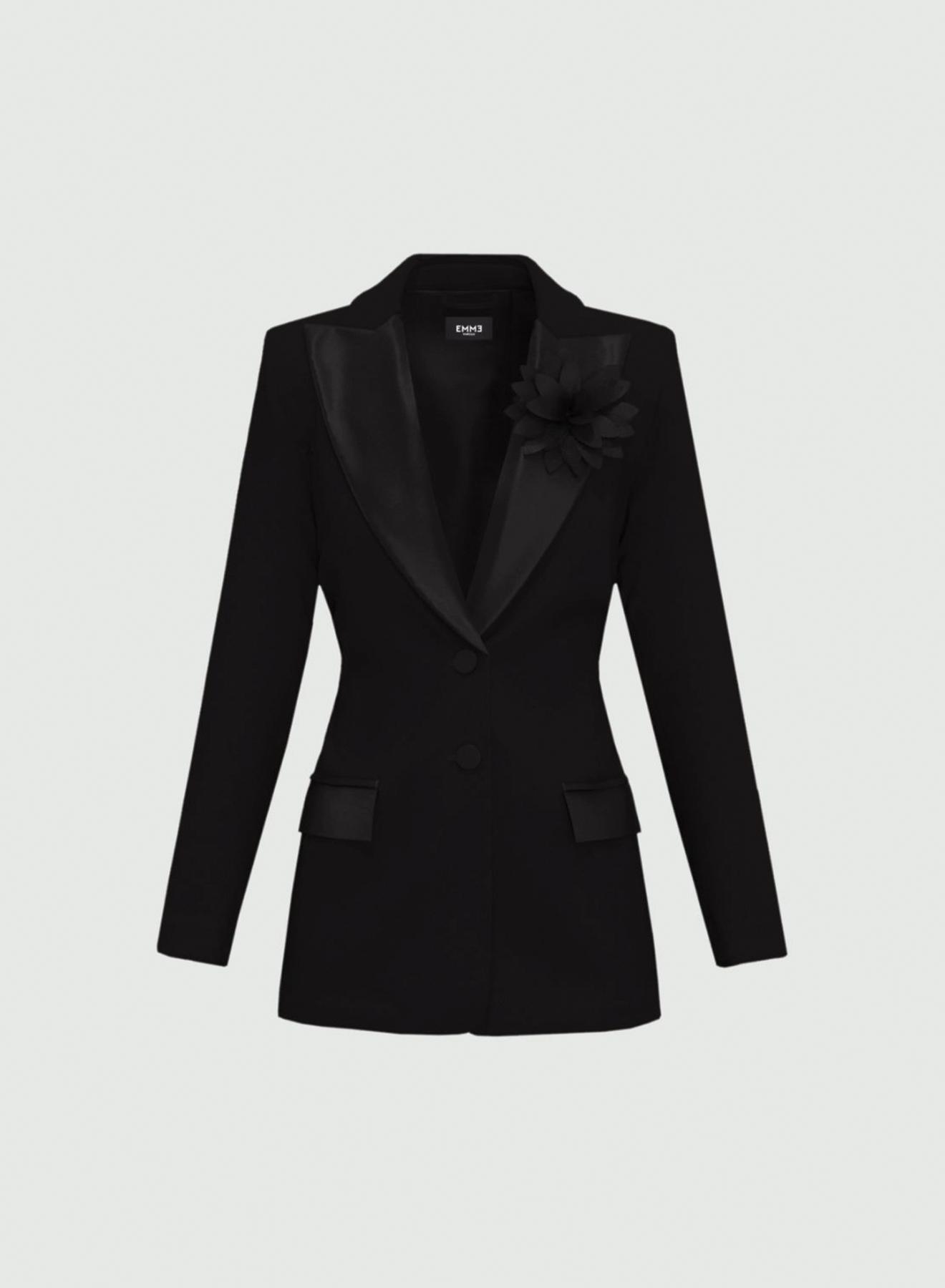 Black Jacket with satin details and with two buttons Emme Marella - 5