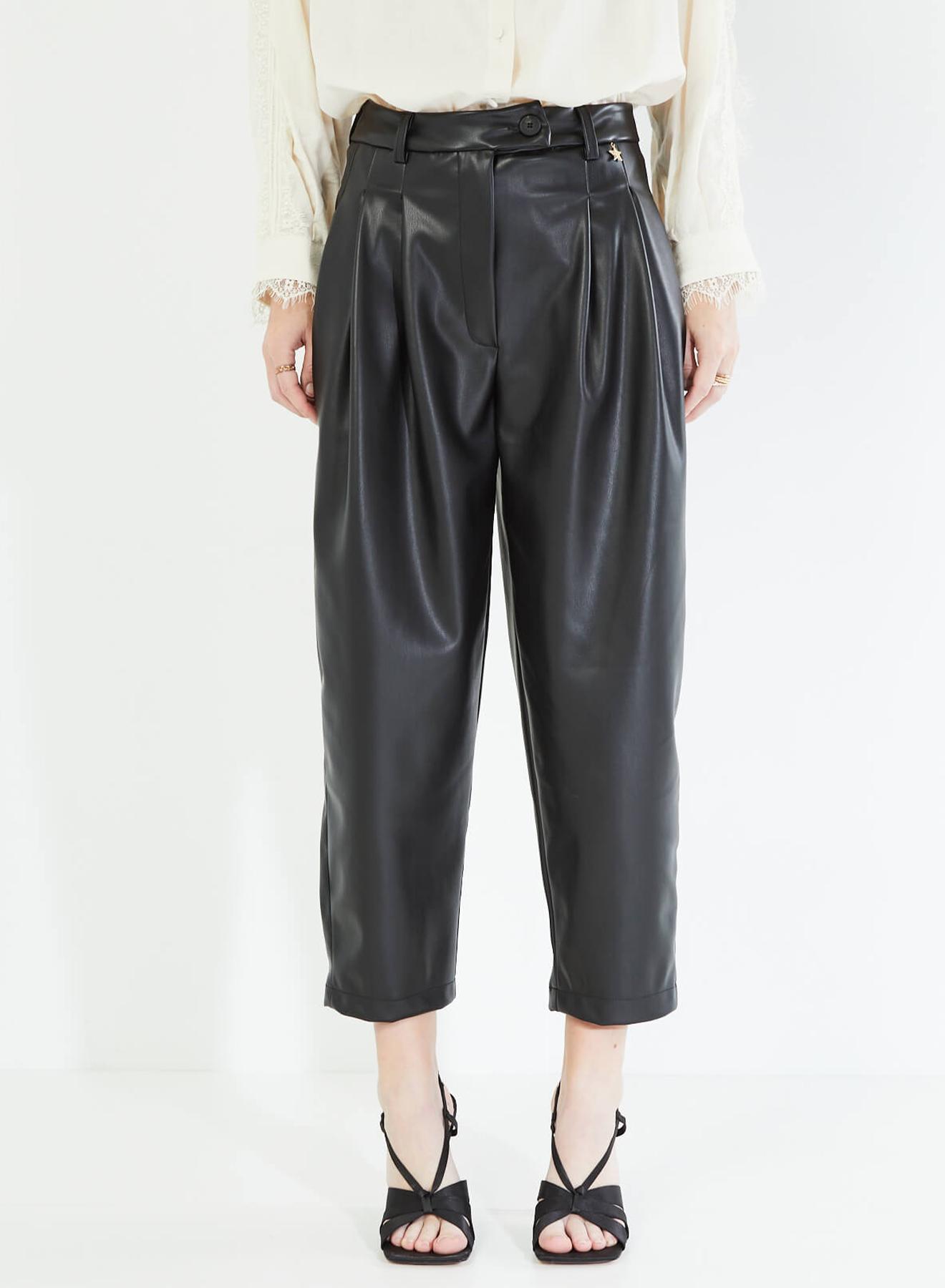  Eco leather trousers with pleats - 1
