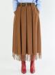 Midi skirt with belt and fringe - 1