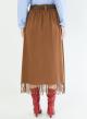 Midi skirt with belt and fringe - 2