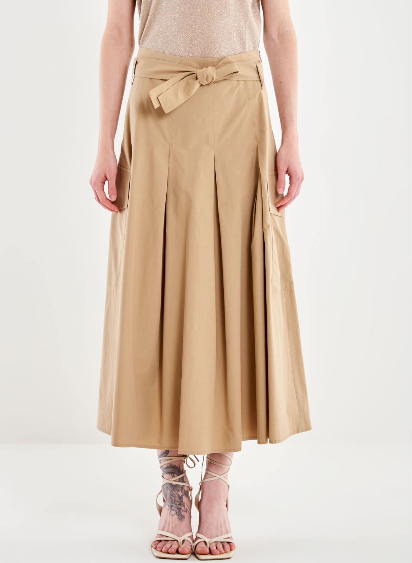 Beige pleated Skirt with belt and with side pockets Vicolo - 2