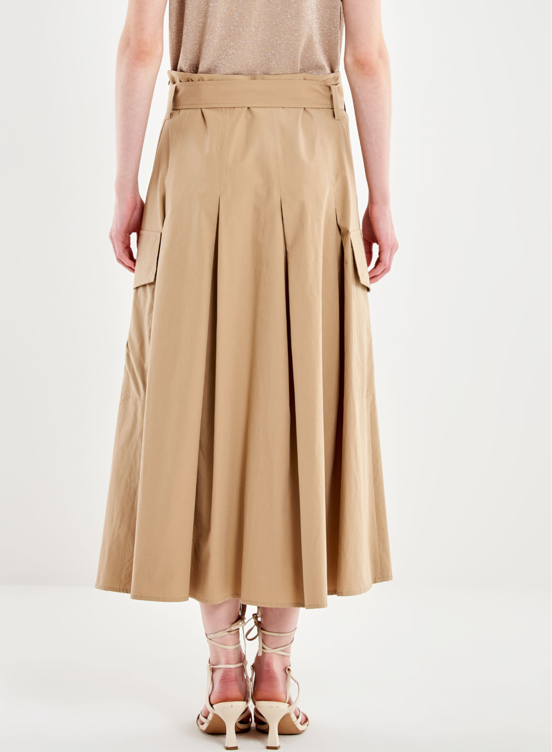 Beige pleated Skirt with belt and with side pockets Vicolo - 2