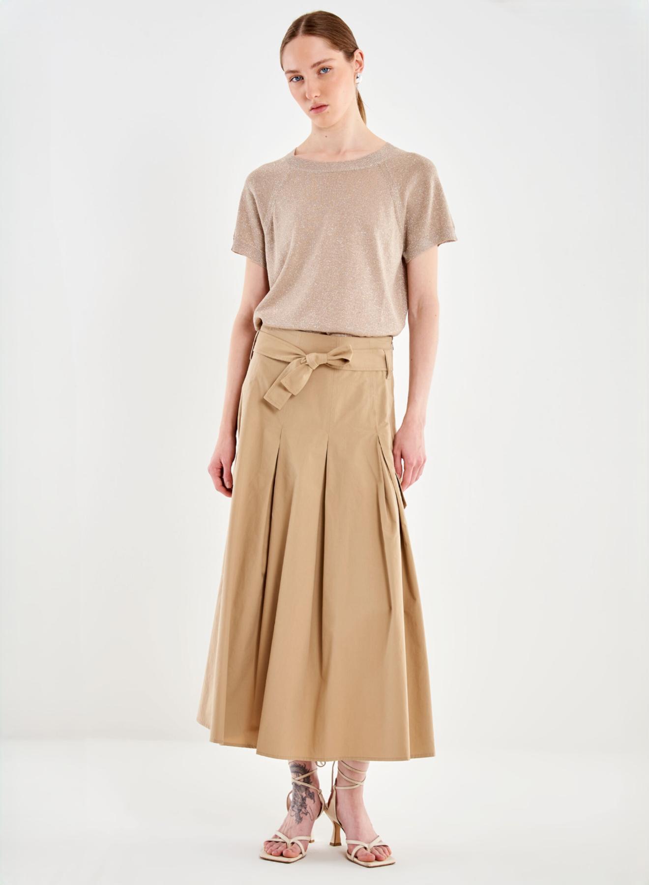 Beige pleated Skirt with belt and with side pockets Vicolo - 1