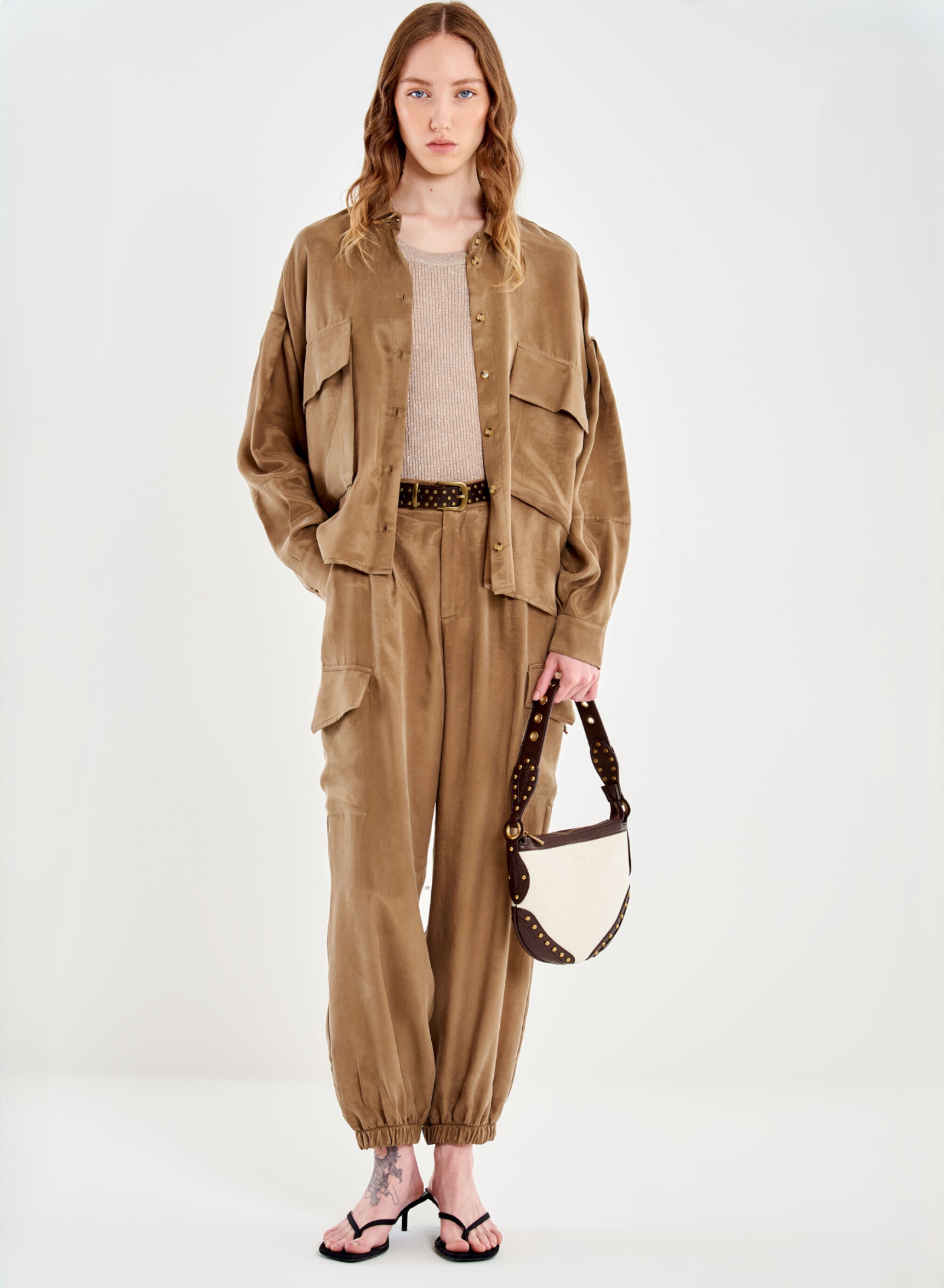 Camel Shirt with large pockets Vicolo - 0