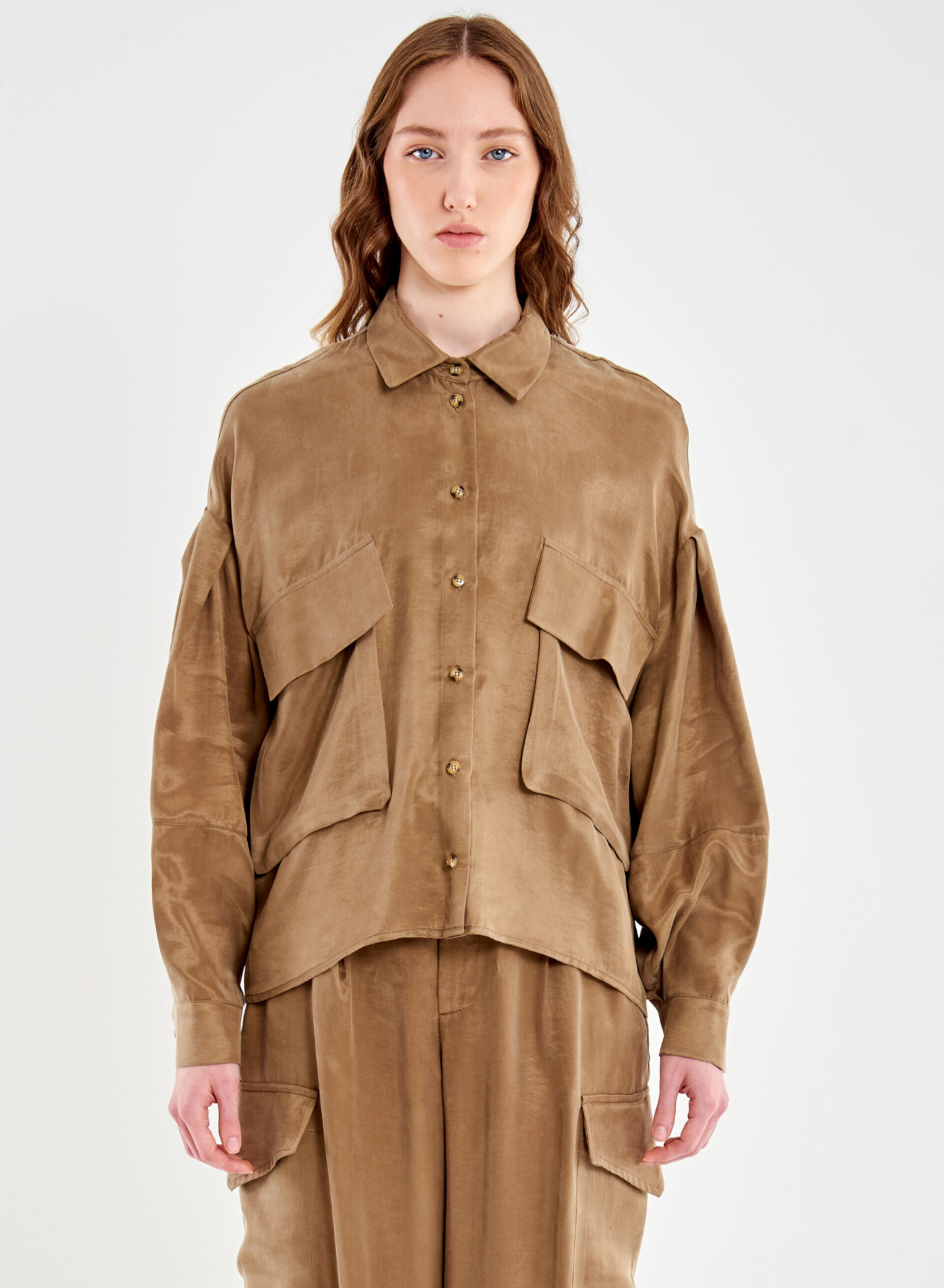 Camel Shirt with large pockets Vicolo - 1
