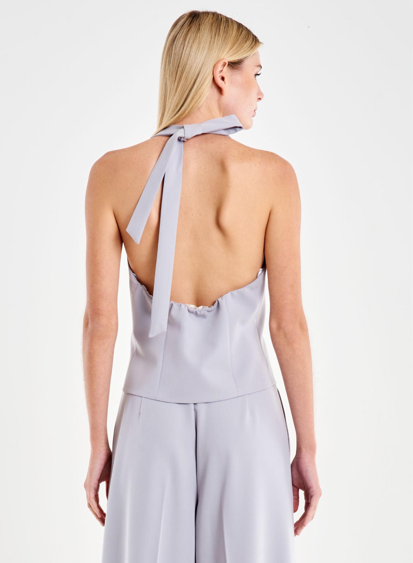 Γκρι Γιλέκο με ανοιχτή πλάτη Vicolo - 2