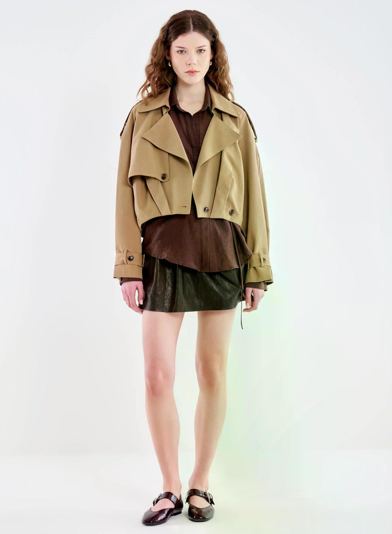 Camel short baloon Trench Coat Vicolo - 1