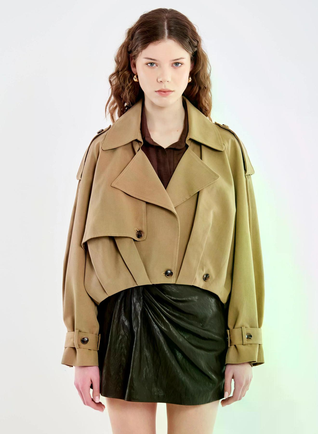 Camel short baloon Trench Coat Vicolo - 2