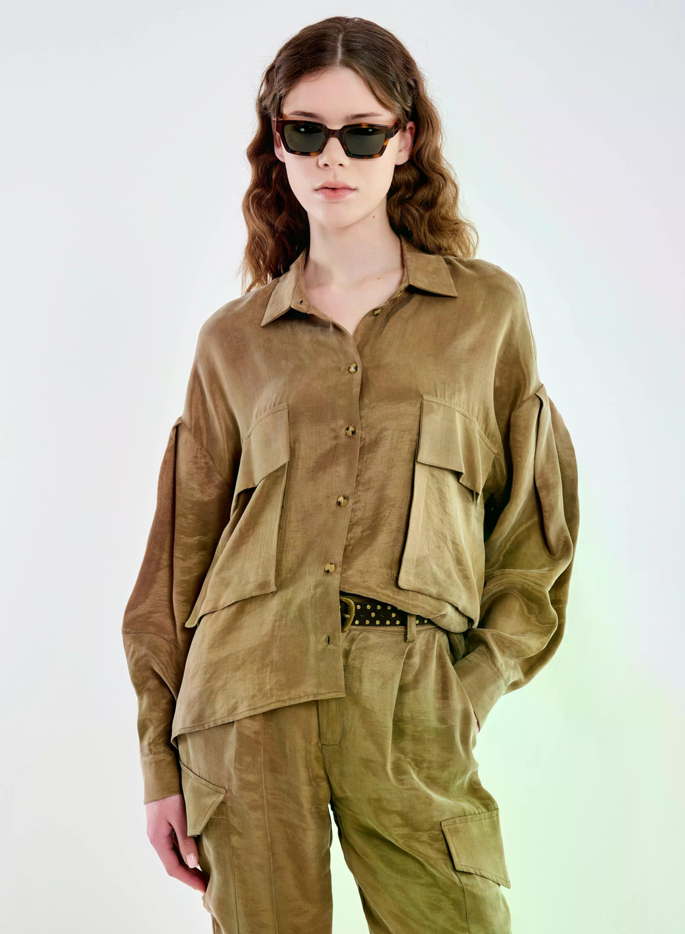 Camel Shirt with large pockets Vicolo - 2