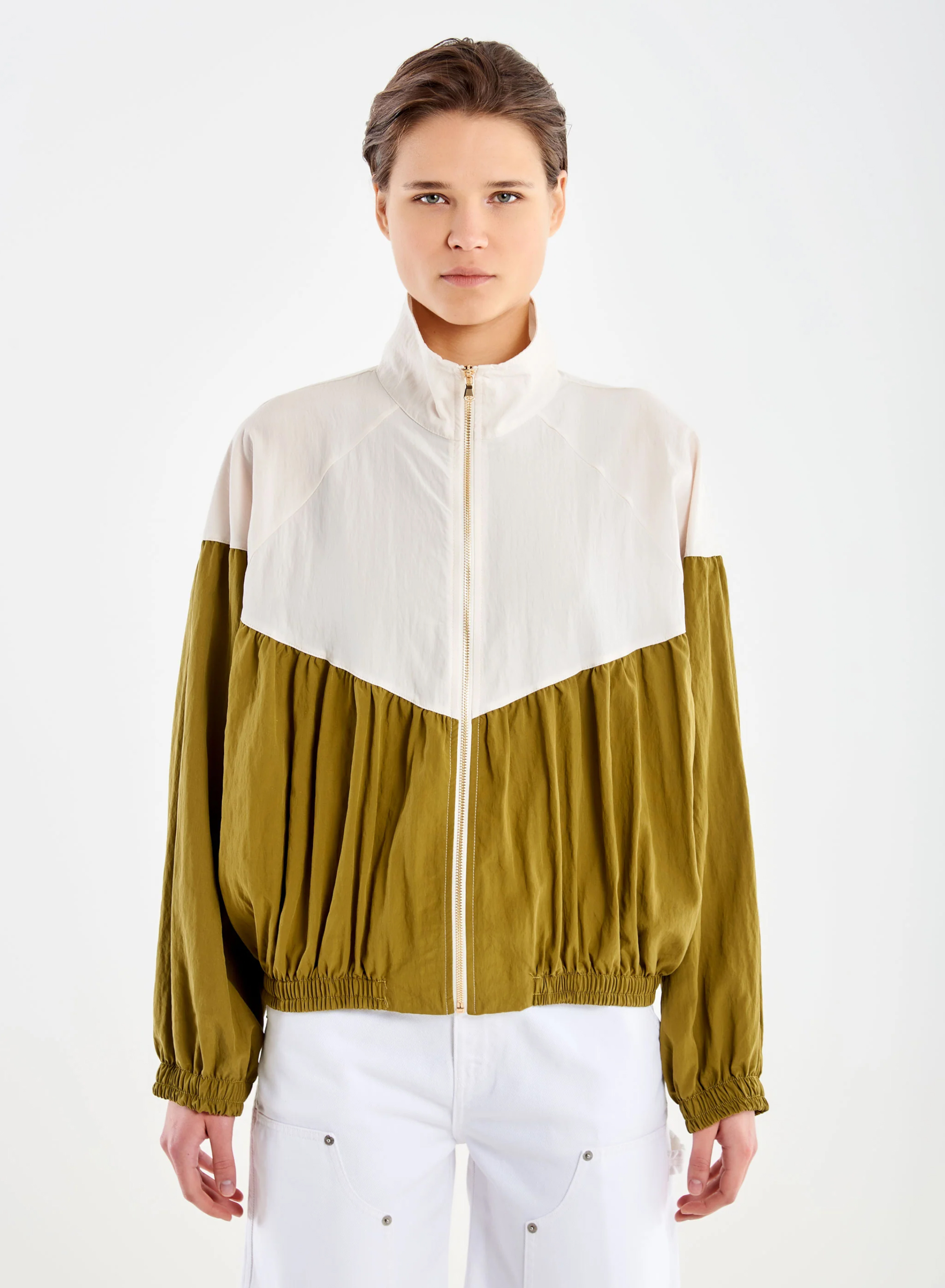 Εκρού-Λαδί bomber Jacket Vicolo - 1