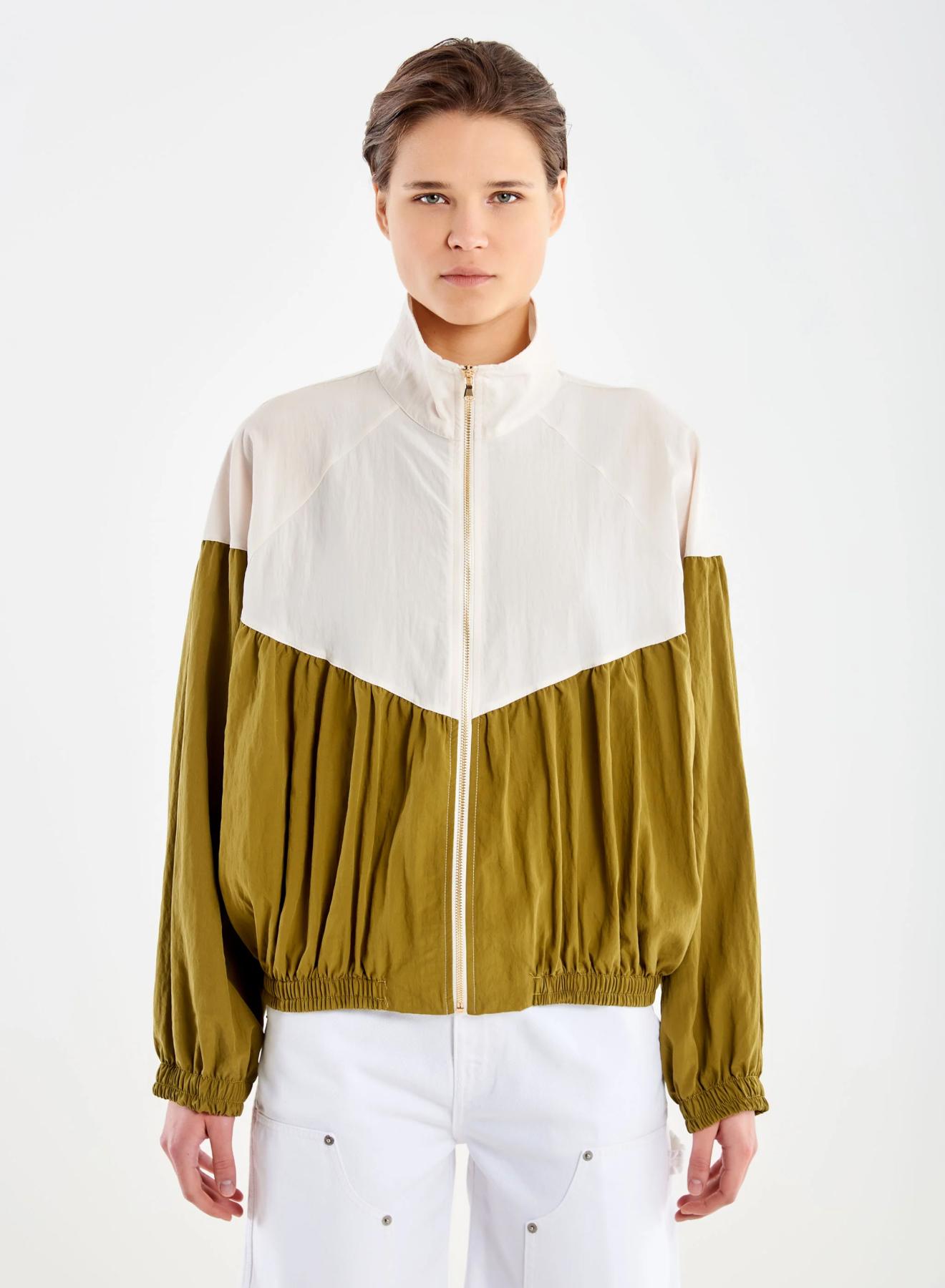Εκρού-Λαδί bomber Jacket Vicolo - 2