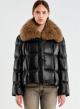 Black padded Jacket with detachable eco fur lapel Vicolo - 0