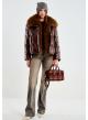 Chocolate padded Jacket with detachable eco fur lapel Vicolo - 0