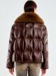 Chocolate padded Jacket with detachable eco fur lapel Vicolo - 2