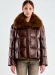 Chocolate padded Jacket with detachable eco fur lapel Vicolo - 1