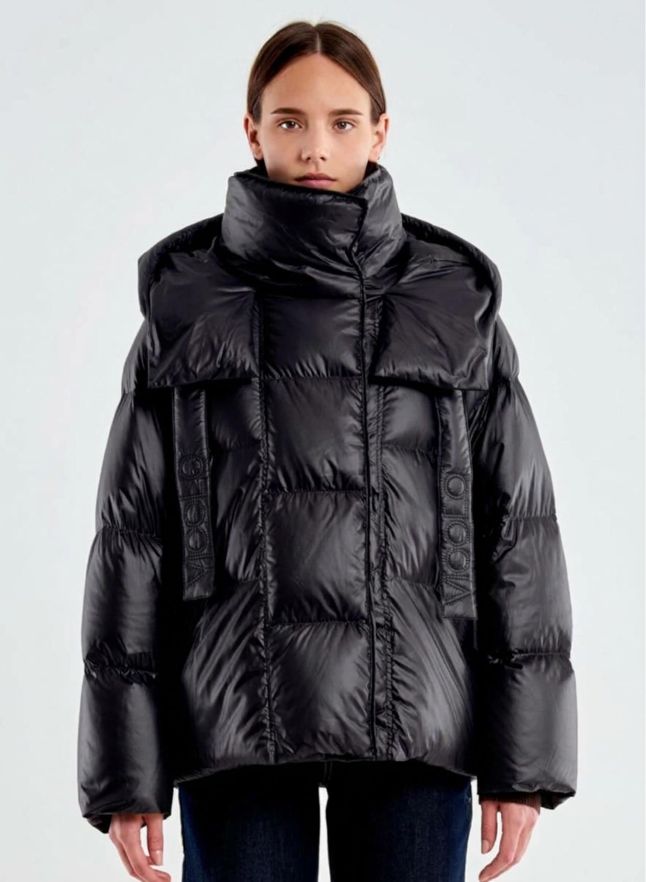 Black down Jacket with hood Vicolo - 2