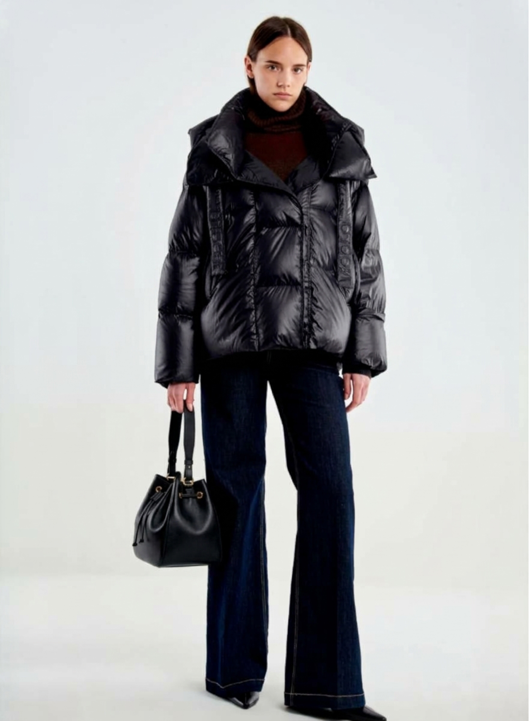 Black down Jacket with hood Vicolo - 0