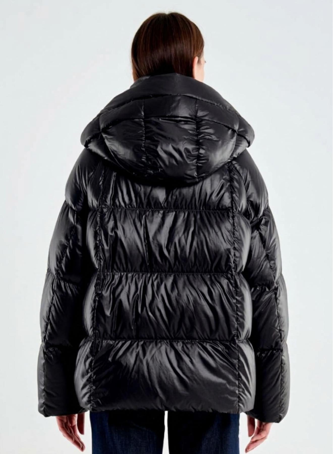 Black down Jacket with hood Vicolo - 3
