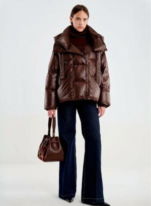 Chocolate down Jacket with hood Vicolo - 69034