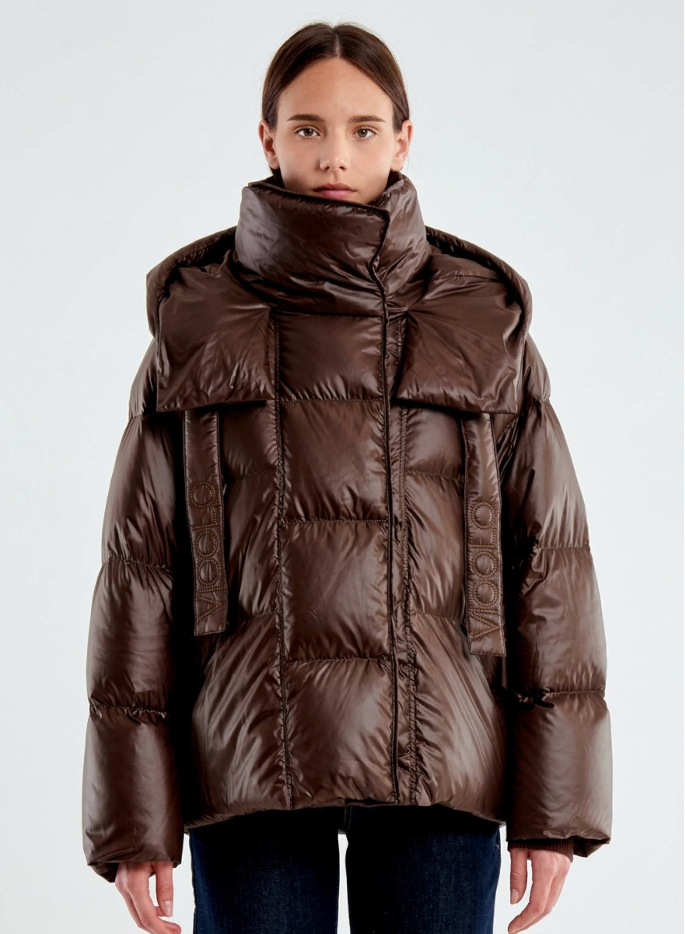 Chocolate down Jacket with hood Vicolo - 1