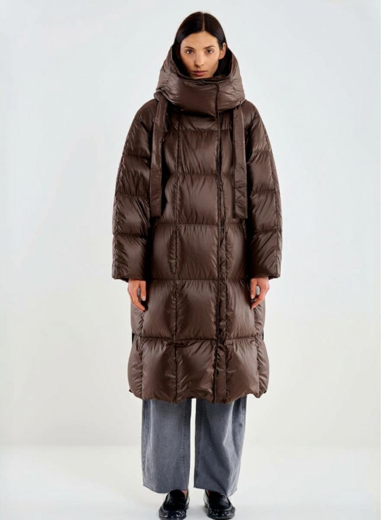 Chocolate long down Jacket with hood Vicolo - 2