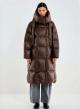 Chocolate long down Jacket with hood Vicolo - 1