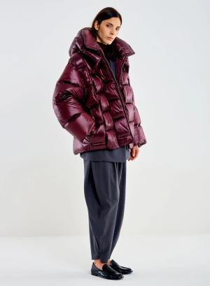 Bordeaux oversized down Jacket with hood Vicolo - 69206