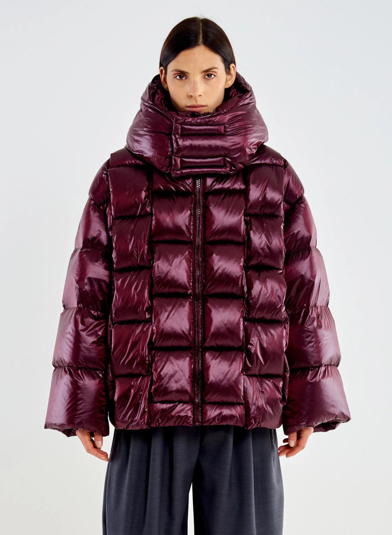 Bordeaux oversized down Jacket with hood Vicolo - 2