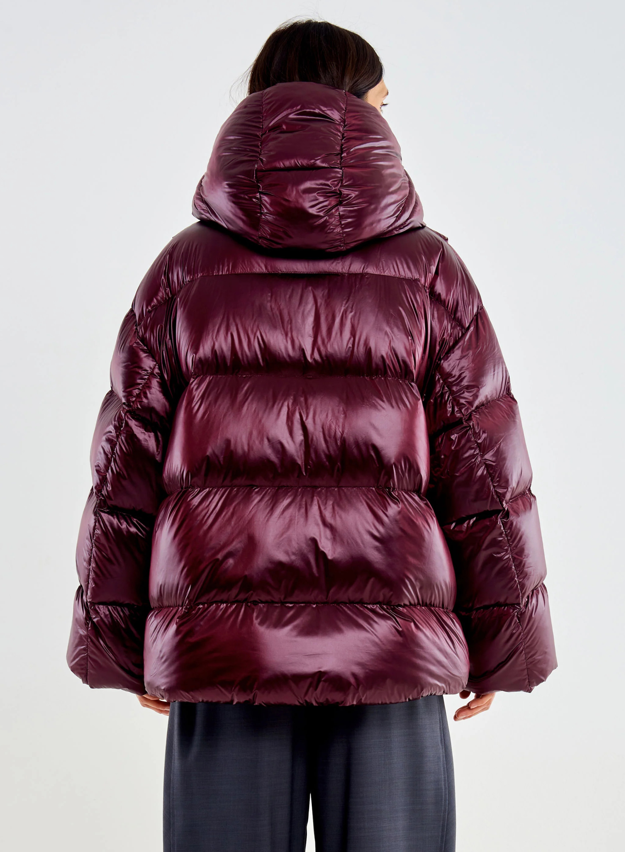 Bordeaux oversized down Jacket with hood Vicolo - 2