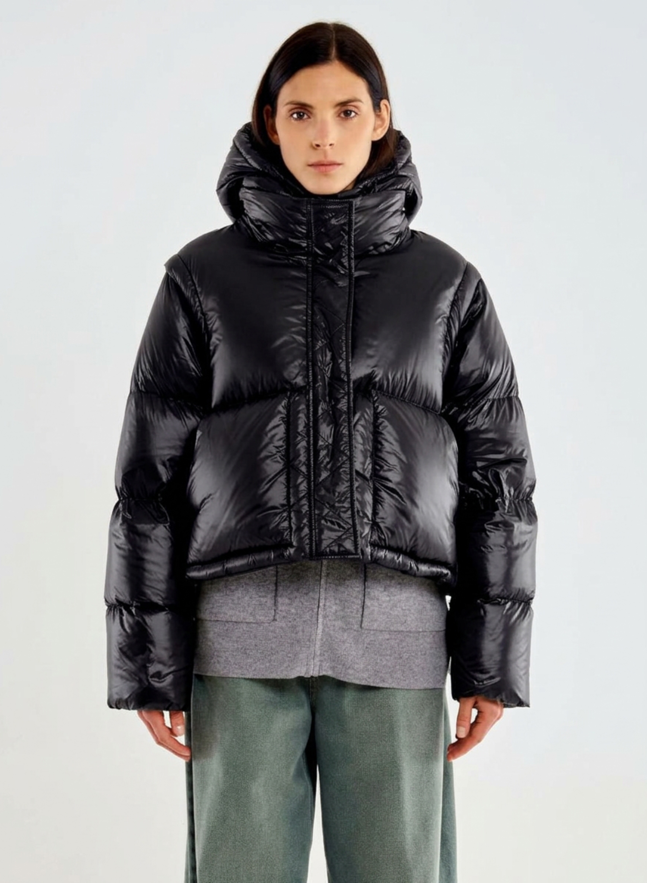 Black down modular Jacket with hood and with detachable parts Vicolo - 3