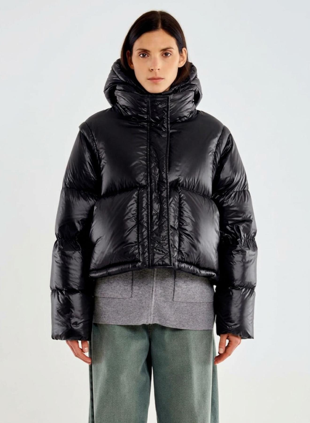 Black down modular Jacket with hood and with detachable parts Vicolo - 4