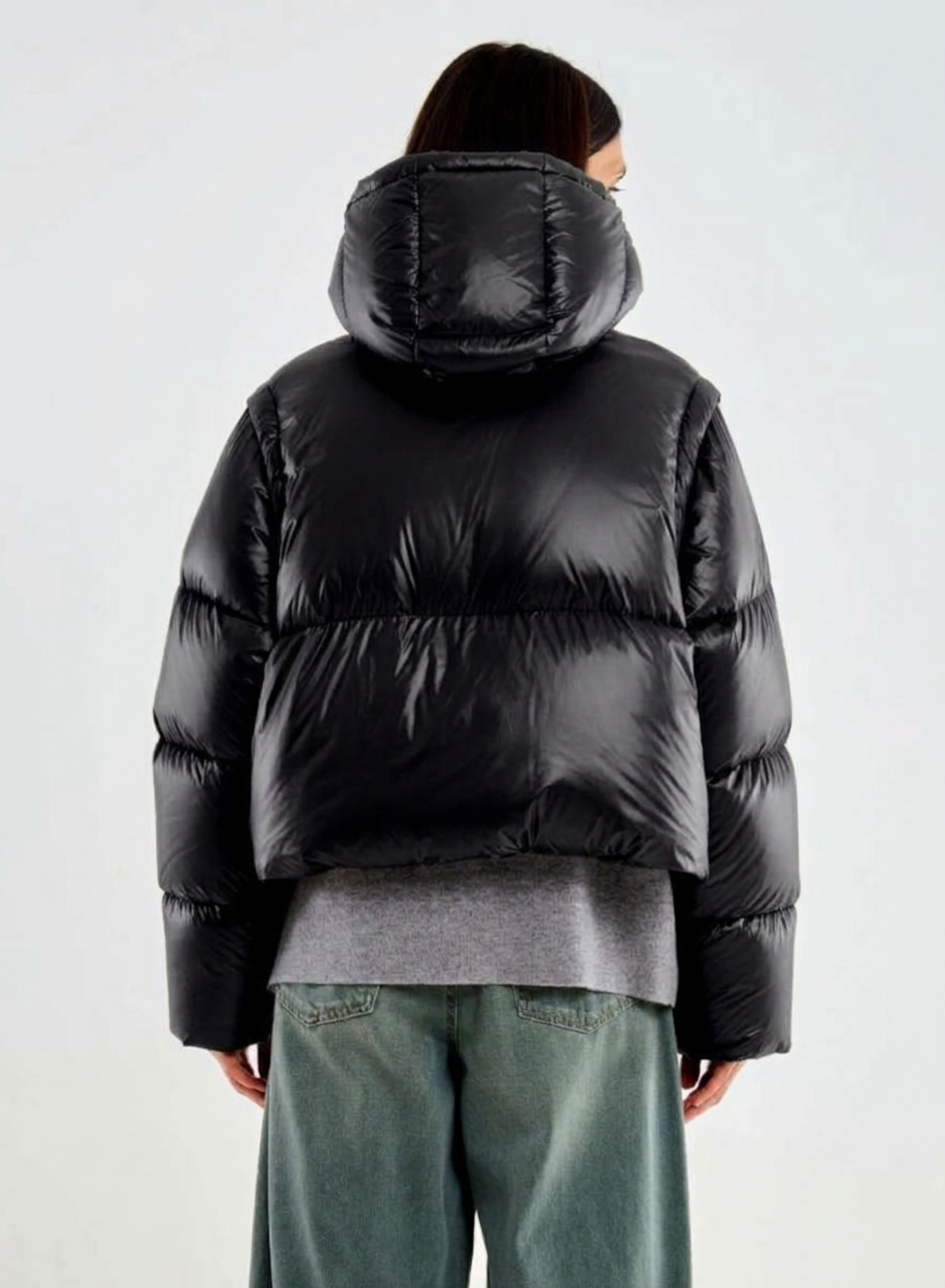 Black down modular Jacket with hood and with detachable parts Vicolo - 4