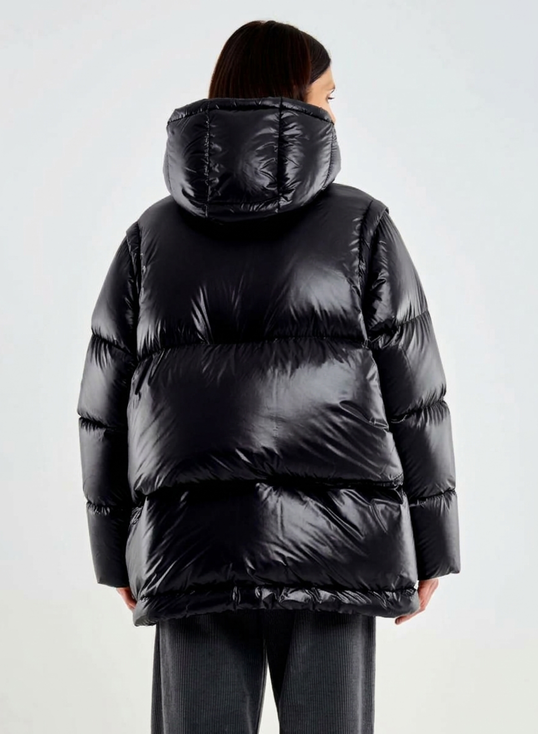 Black down modular Jacket with hood and with detachable parts Vicolo - 2