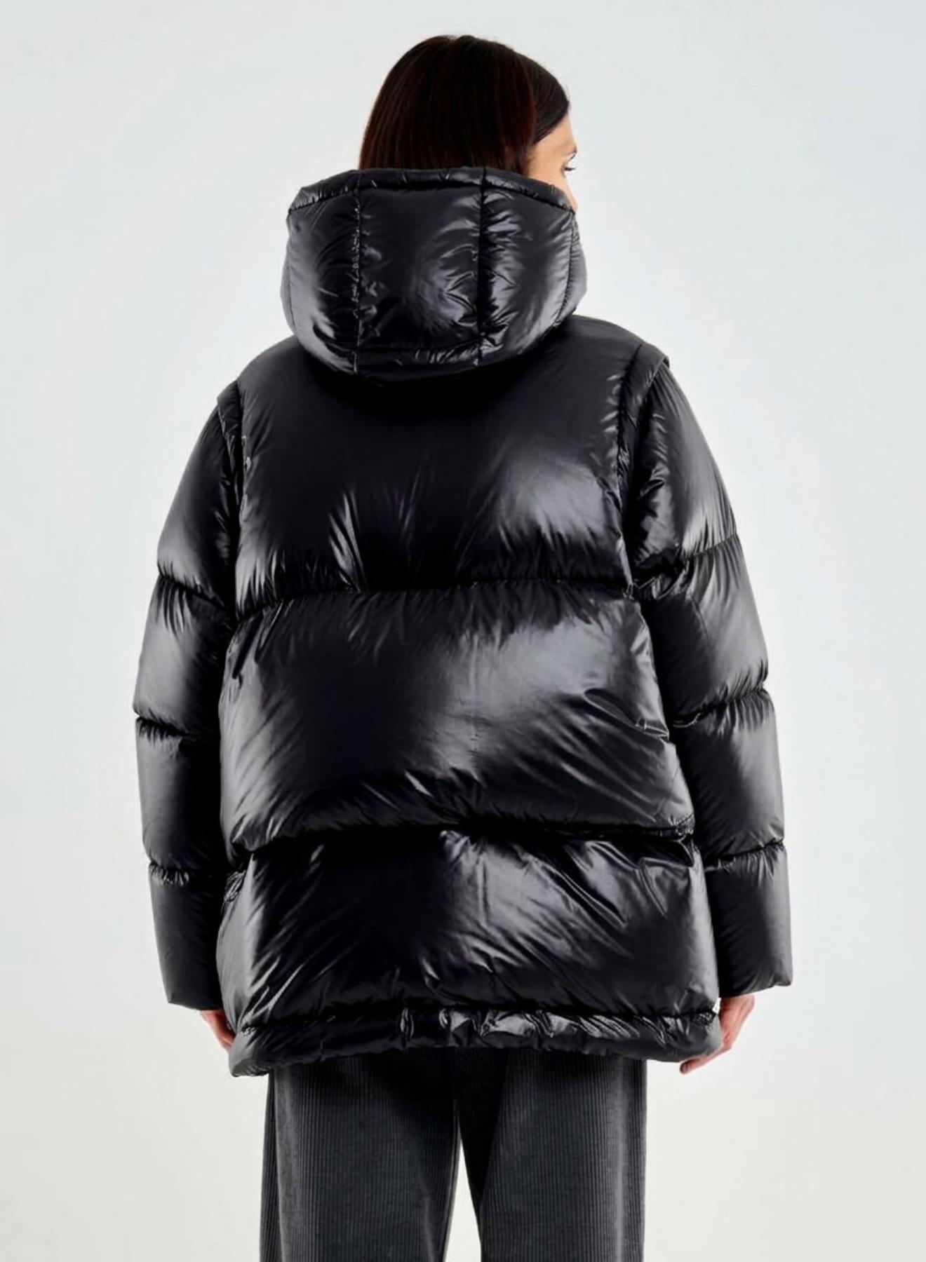 Black down modular Jacket with hood and with detachable parts Vicolo - 3