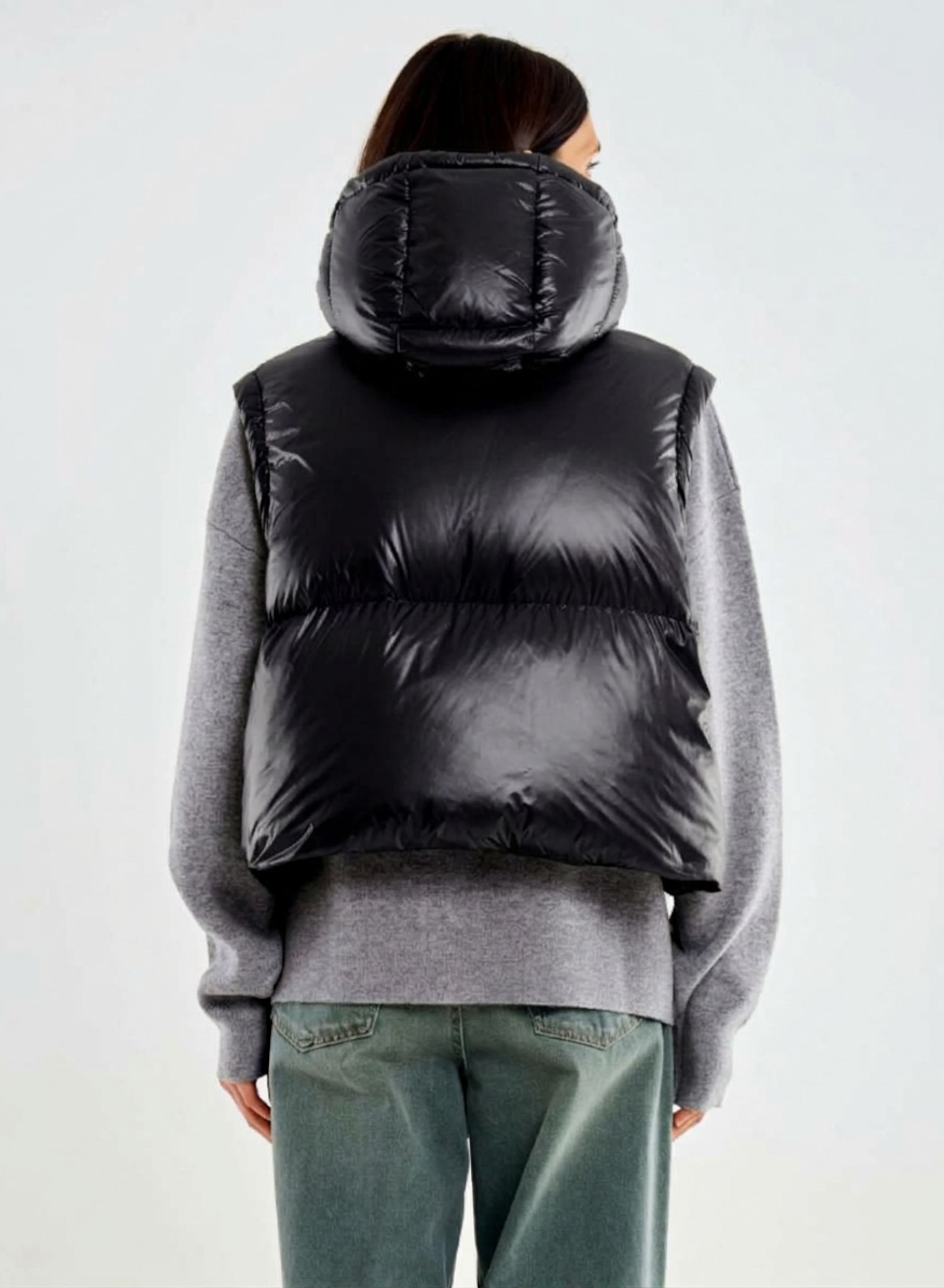 Black down modular Jacket with hood and with detachable parts Vicolo - 6