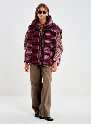 Bordeaux oversized sleeveless down Jacket with a basketweave quilted pattern Vicolo - 69194