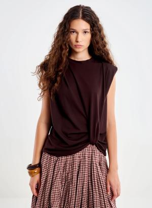Chocolate sleeveless Blouse Vicolo - 65119