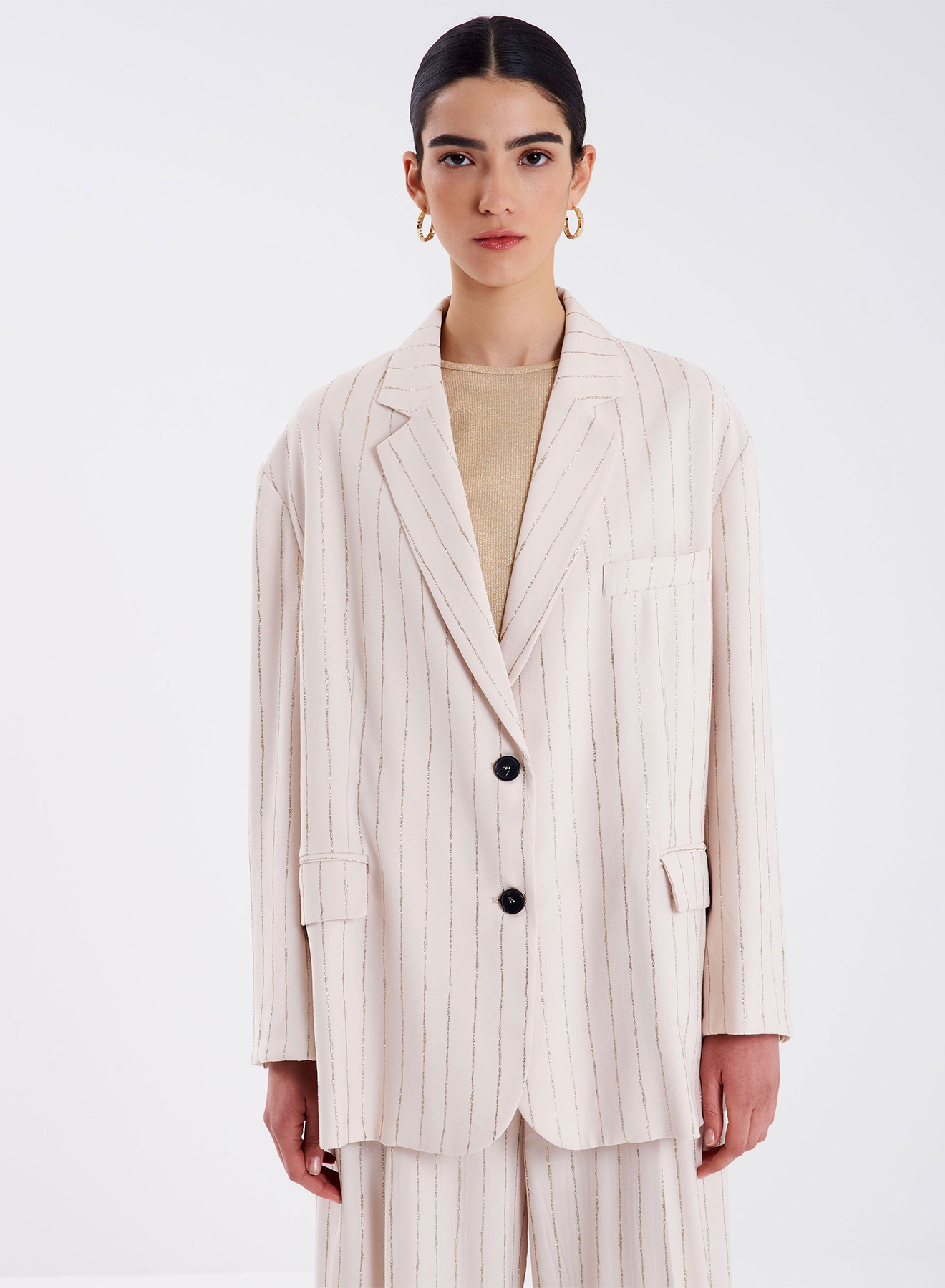 Σακάκι oversized Lurex με ρίγες - 1