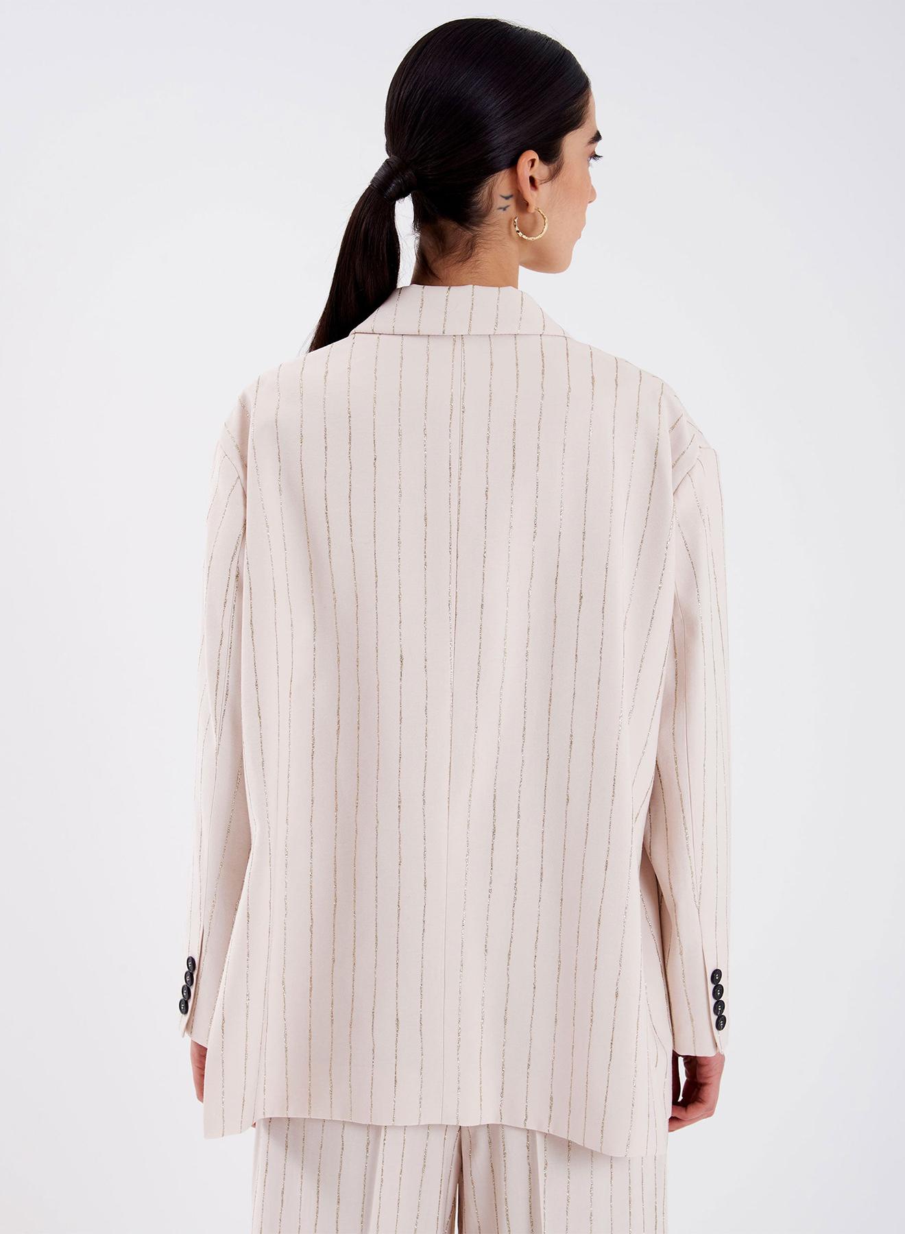 Σακάκι oversized Lurex με ρίγες - 3