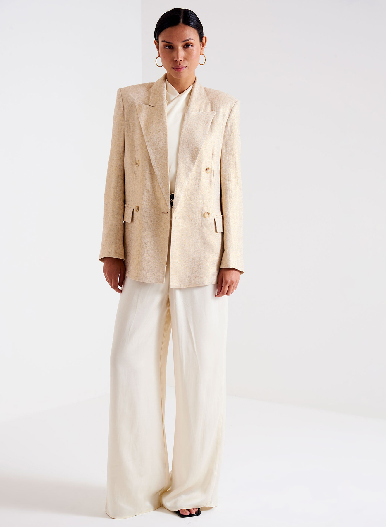 Double-breasted linen blazer - 0
