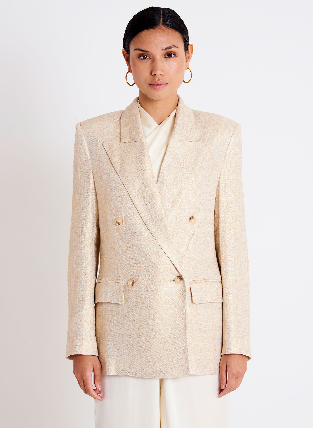 Double-breasted linen blazer - 1
