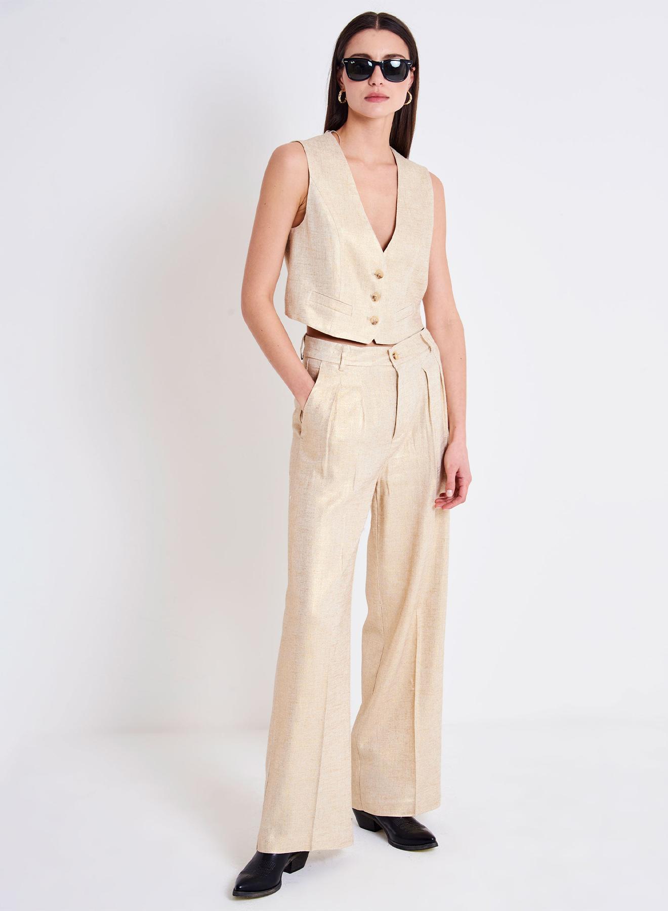 Linen trousers with pleats - 0