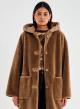 Camel reversible Coat Mouton-Teddy with hood Vicolo - 1
