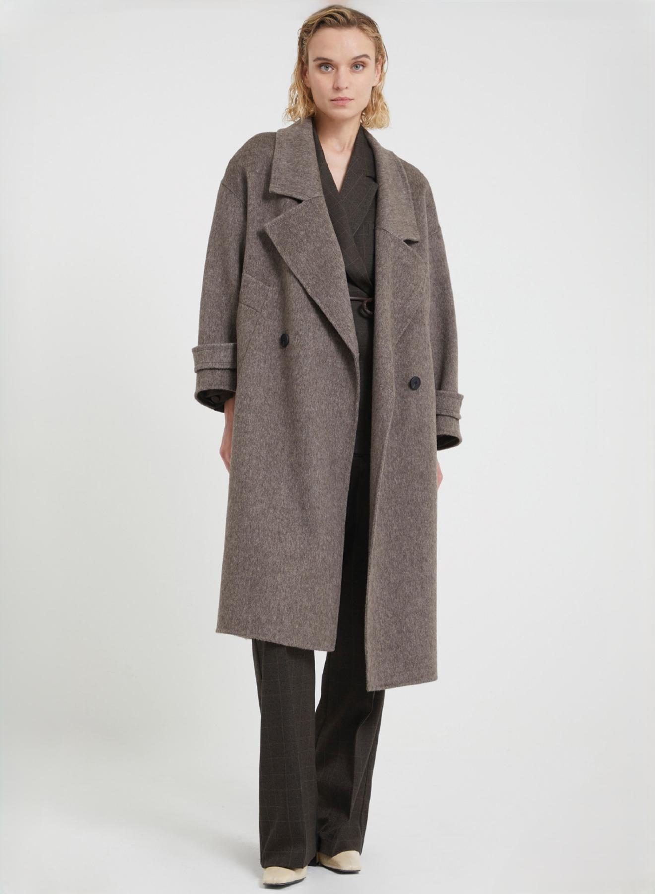 Taupe double breasted Coat Viclolo - 1