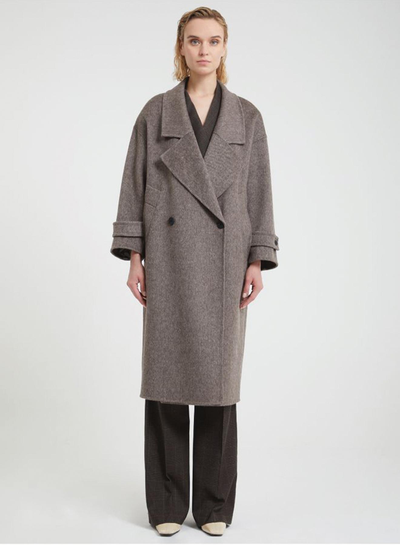 Taupe double breasted Coat Viclolo - 3